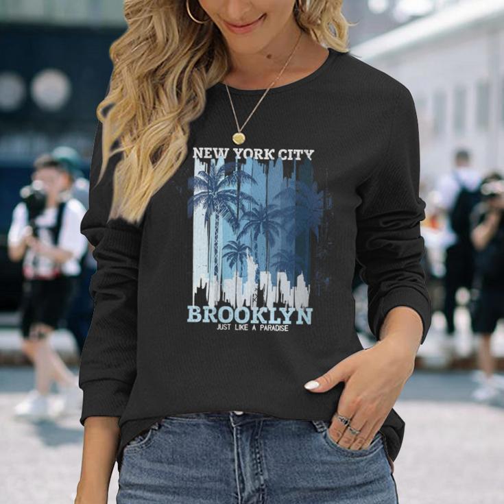 Wear Brooklyn Vintage New York City Brooklyn Long Sleeve T-Shirt Gifts for Her