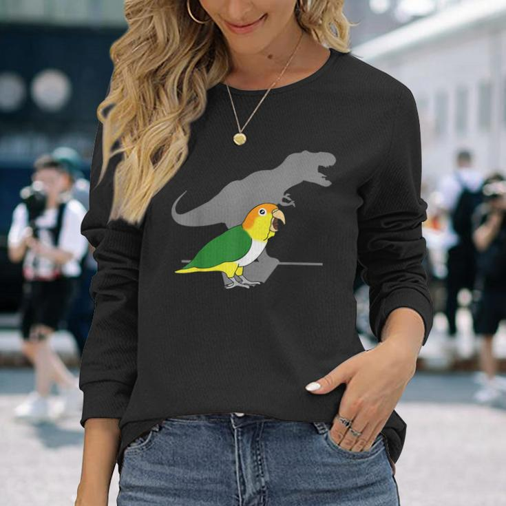 White Bellied Caique T-Rex Birb Memes Dinosaur Parrot Long Sleeve T-Shirt Gifts for Her