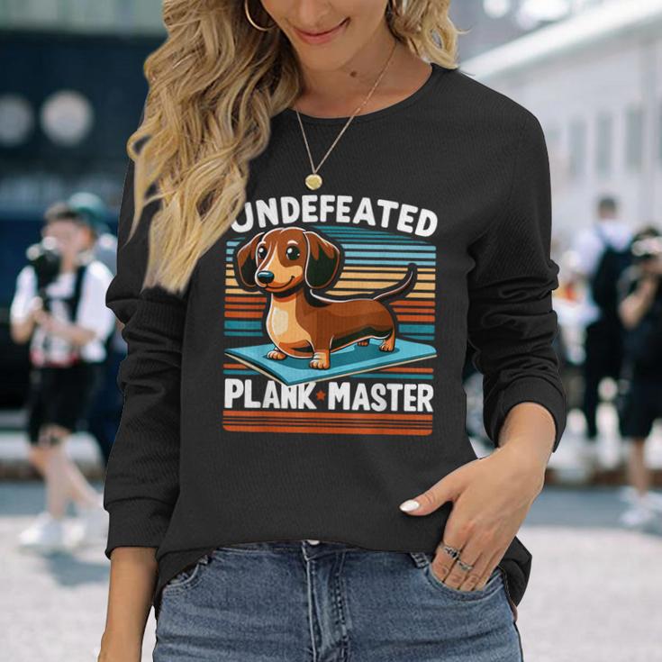 Wiener Dog Sports Lover Undefeated Plank Master Dachshund Long Sleeve T Shirt Monsterry