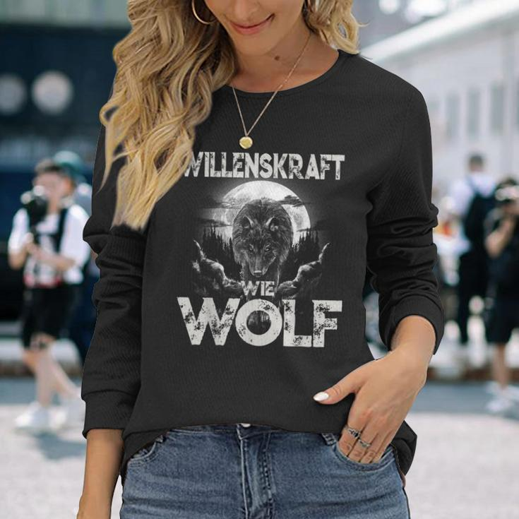 Willenskraft Wie Wolf Motivation Outdoor Survival Langarmshirts Geschenke für Sie