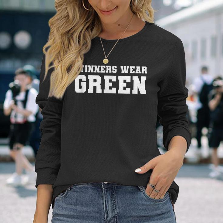 Winners Wear Green Team Spirit Game Competition Color War Long Sleeve T-Shirt Gifts for Her