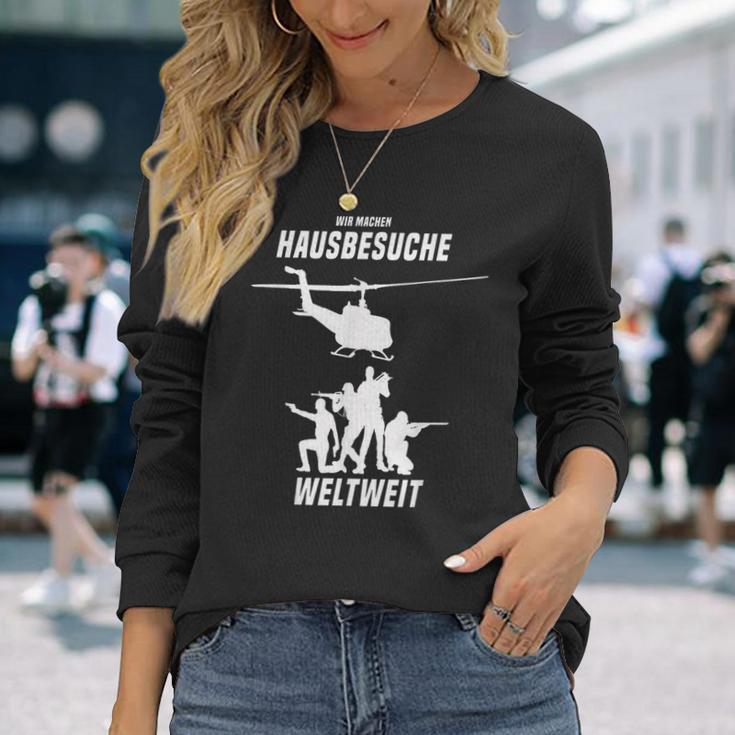 Wir Machen Hausbesuche Worldwide Sergeant Officer Soldiers Langarmshirts Geschenke für Sie