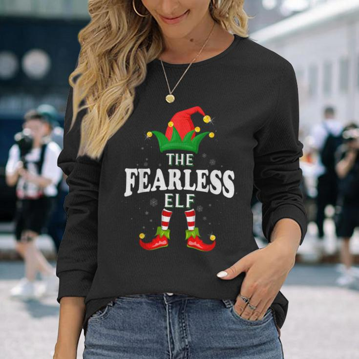 Xmas Fearless Elf Family Matching Christmas Pajama Long Sleeve T-Shirt Gifts for Her