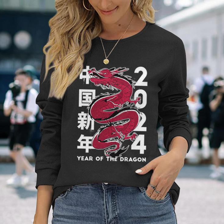 Year Of The Dragon 2024 Zodiac Chinese New Year 2024 Long Sleeve T-Shirt Gifts for Her