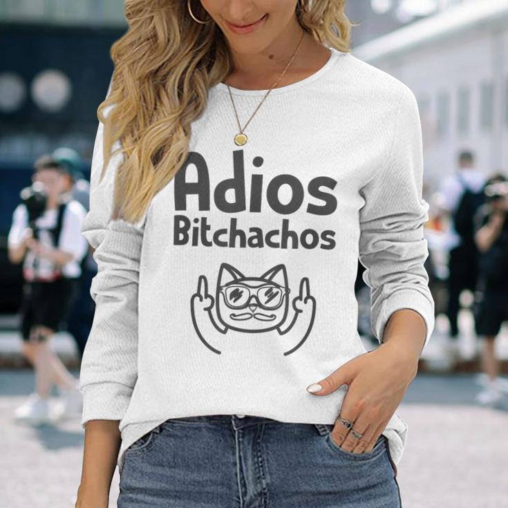 Adios Bitchachos Cinco De Mayo Cat Middle Finger Long Sleeve T-Shirt Gifts for Her