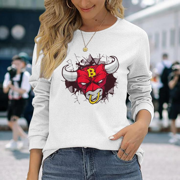 Bitcoin Bull Cryptocurrency Btc Long Sleeve T-Shirt Gifts for Her