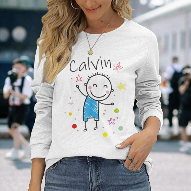Cartoon Charakter Langarmshirts für Kinder, Calvin Design mit Sternen & Glitzer Geschenke für Sie