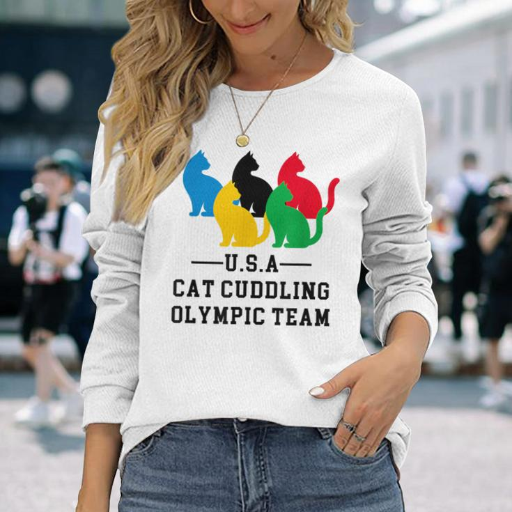 Cat Cuddling Olympic Team Long Sleeve T-Shirt Gifts for Her