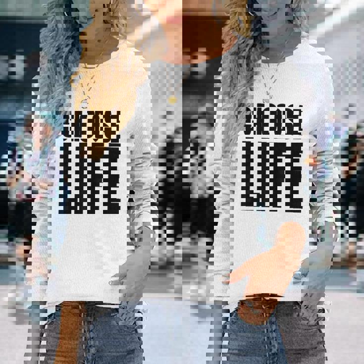 Choose Life Grandes Lettres Noires En Gras Style Rétro Années 80 T-shirt à manches longues Cadeaux pour elle