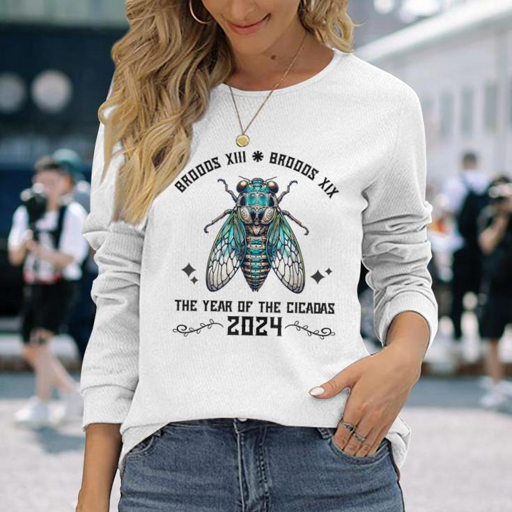 Cicada Lover Brood Xix Brood Xiii Year Of The Cicada 2024 Long Sleeve T-Shirt Gifts for Her