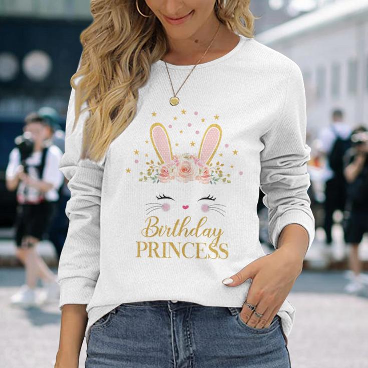 Cute Rabbit Face Bunny Birthday Party Decorations Girl Long Sleeve T-Shirt Gifts for Her