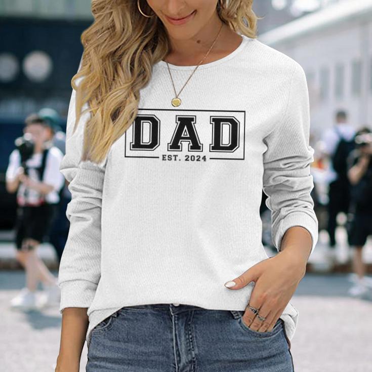 Dad Est 2024 Promoted To Daddy 2024 Pregnancy Announcement Long Sleeve T-Shirt Gifts for Her