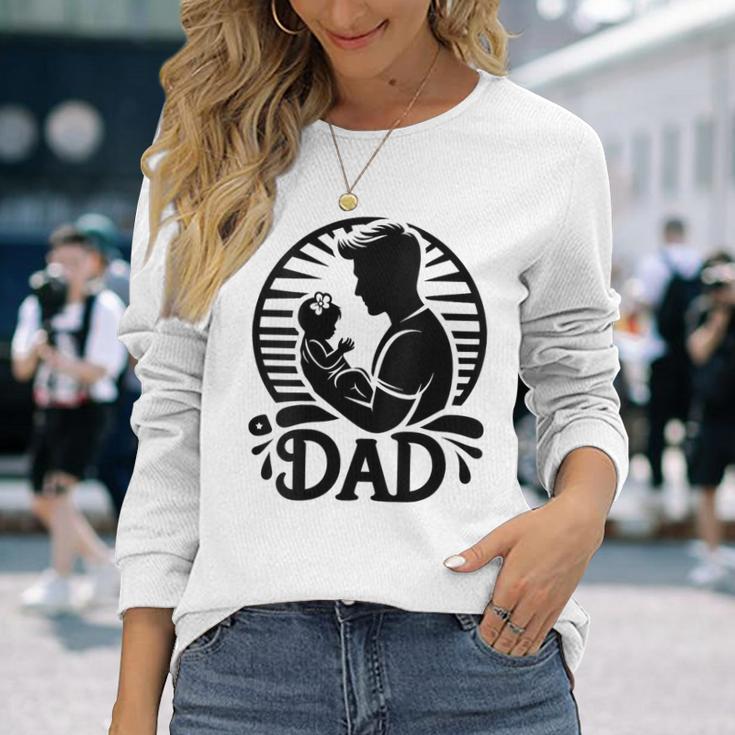 Damenatertag Erstes Mal Papa 2024 Soon To Be Dad New Dad Mit-Ausschnitt Langarmshirts Geschenke für Sie