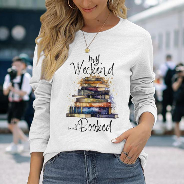 Distressed Quote Mein Wochenende Ist Alles Gebucht Bücher Lesen Langarmshirts Geschenke für Sie