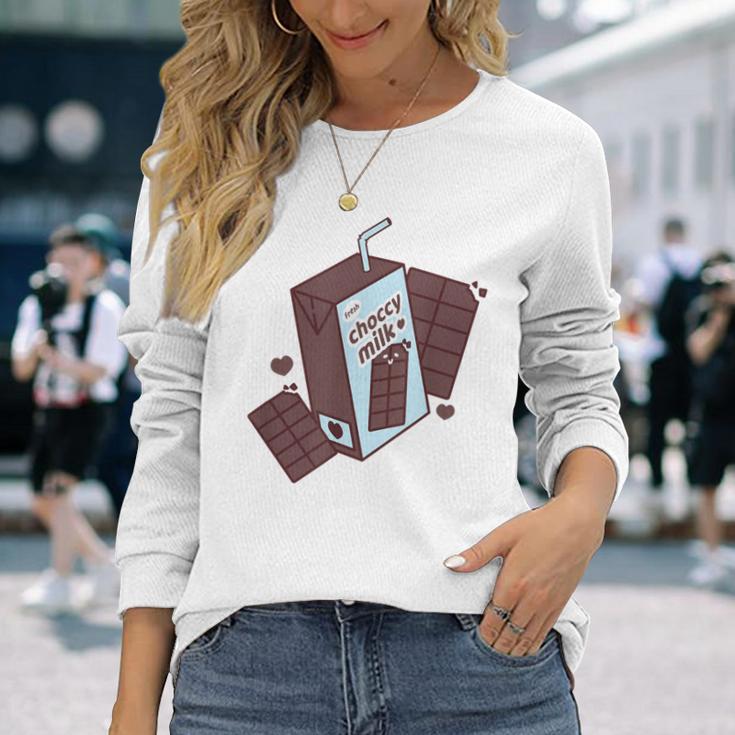 Fresh Choccy Milk Kawaii Meme Aesthetic Juice Box Long Sleeve T-Shirt Gifts for Her