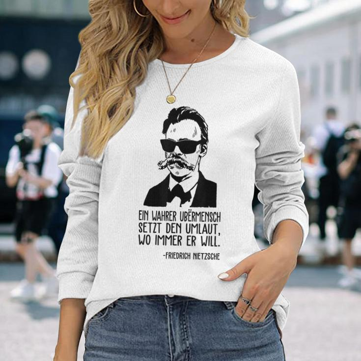 Friedrich Nietzsche Philosophie Deutscher Philosopher Gray Langarmshirts Geschenke für Sie