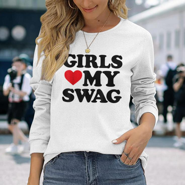 Girls Heart My Swag Girls Love My Swag Valentine's Day Heart Long Sleeve T-Shirt Gifts for Her