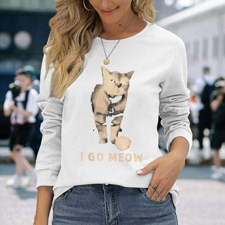 I Go Meow Cute Singing Cat Meme I Go Meow Cat Long Sleeve T-Shirt Gifts for Her