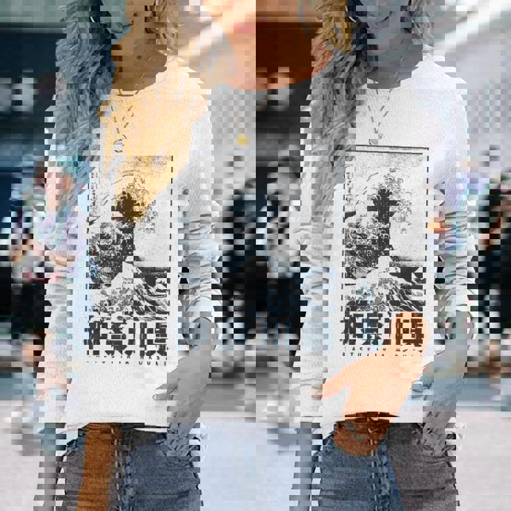 Gran Ola De Kanagawa Japón Arte Estética Japonesa Camiseta de manga larga Regalos para ella