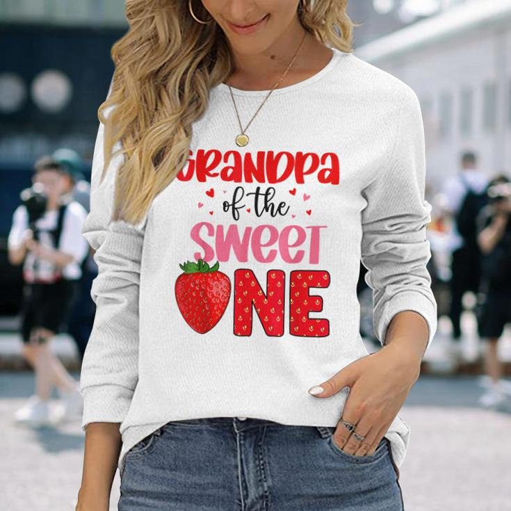 Grandpa Of The Sweet One Strawberry Birthday Family Party Long Sleeve T-Shirt Gifts for Her
