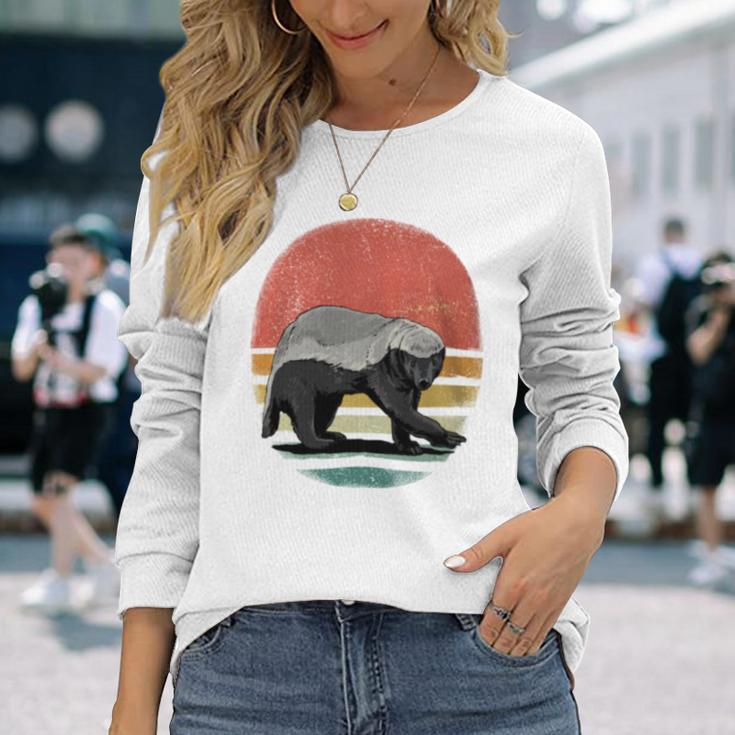 Honey Badger Retro Style Wild Animal Lover Zookeeper Long Sleeve T-Shirt Gifts for Her