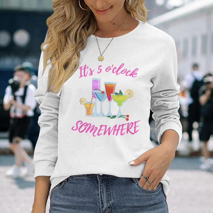 It's 5 O’Clock Somewhere Hello Summer Beach Lover Summertime Long Sleeve T-Shirt Gifts for Her