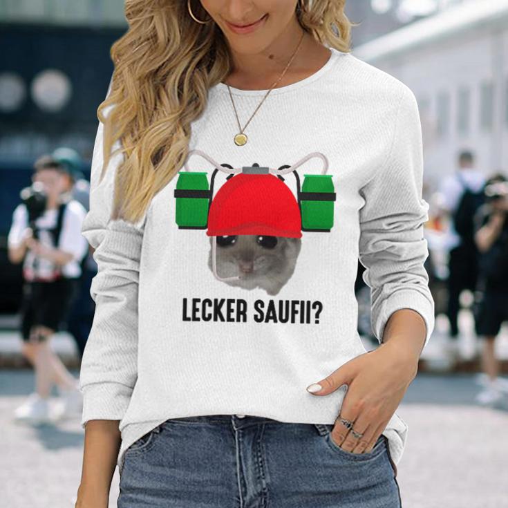 Lecker Saufii Bierchen X Sad Hamster Meme Bier Bierhelm Langarmshirts Geschenke für Sie