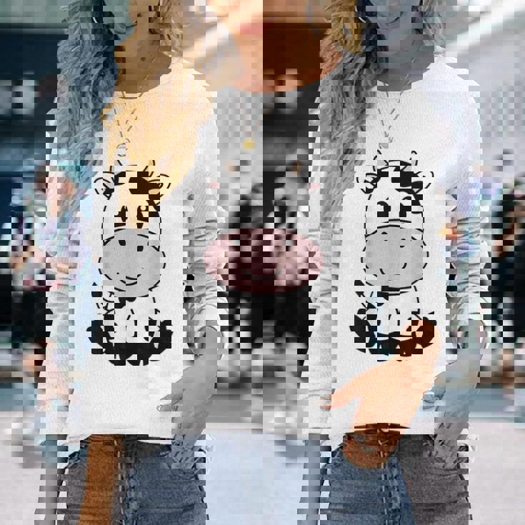 Lindo Animal Deaca Blanco Negro Con Estampado Deaca Kawaii Camiseta de manga larga Regalos para ella