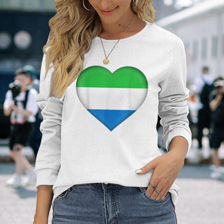 I Love Sierra Leone Sierra Leonean Flag Heart Outfit Long Sleeve T-Shirt Gifts for Her