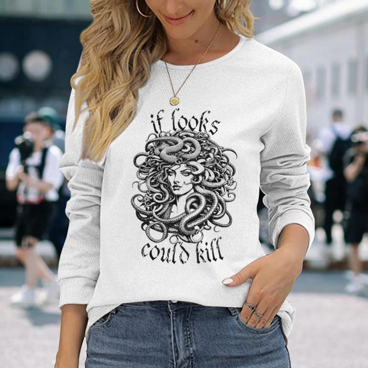 Medusa Greek Mythology Gorgon Pun Long Sleeve T-Shirt Gifts for Her