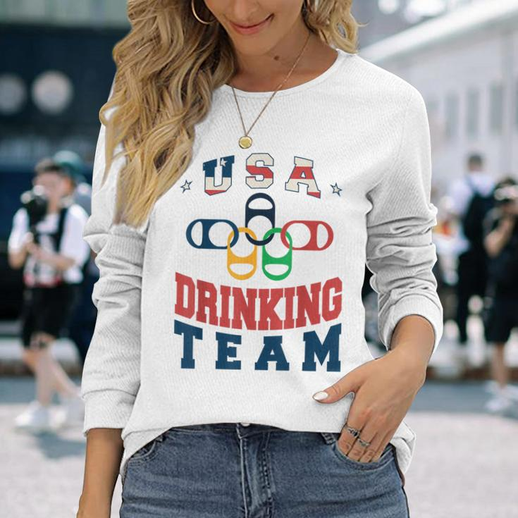 Merica Usa Drinking Team Patriotic Usa America Long Sleeve T-Shirt Gifts for Her