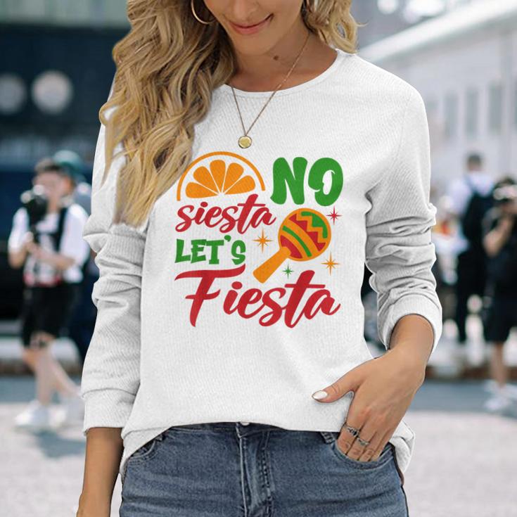 No Siesta Let's Celebrate Mexican Maracas Sombrero Langarmshirts Geschenke für Sie