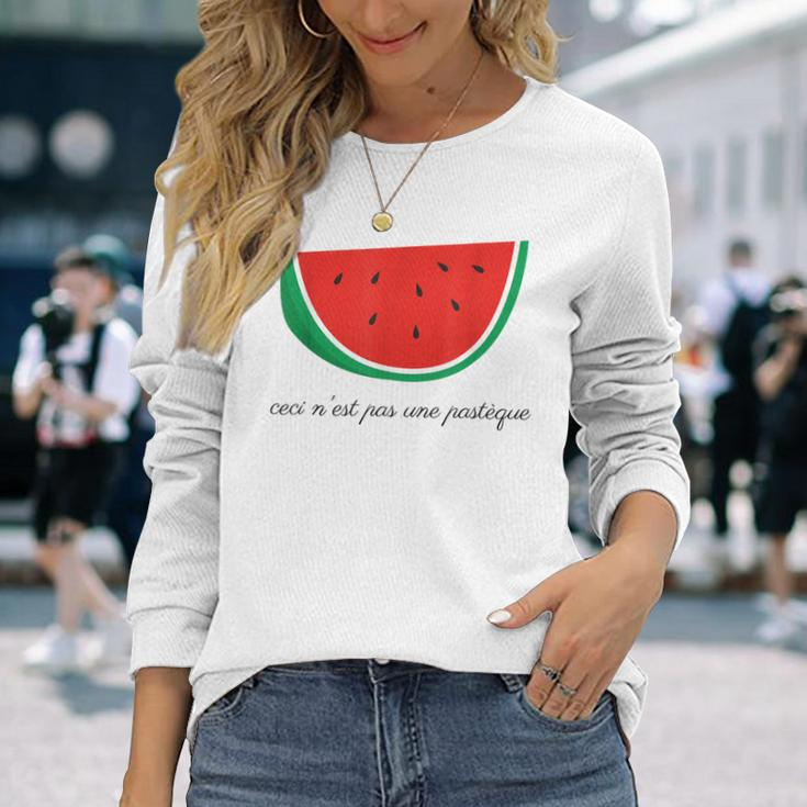 This Is Not A Watermelon Palestine Flag French Version Long Sleeve T-Shirt Gifts for Her