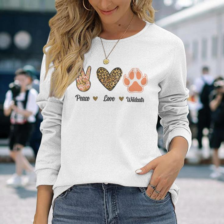 Peace Love Wildcats Leopard Wild Cats Animals Lovers Men Long Sleeve T-Shirt Gifts for Her