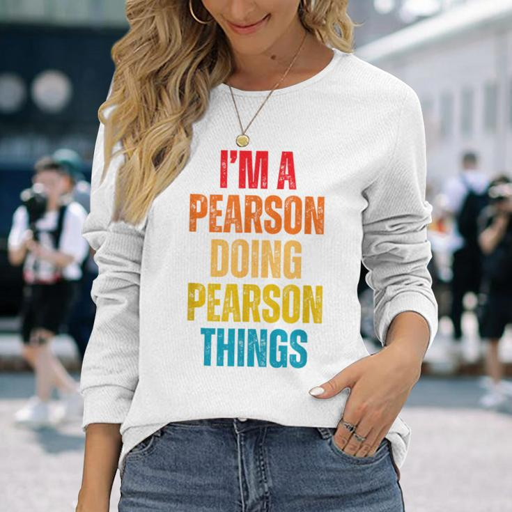 Pearson Proud Family Retro Reunion Last Name Surname Long Sleeve T-Shirt Gifts for Her