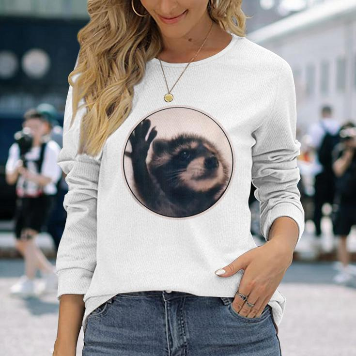 Pedro Raccoon Dancing Popular Internet Meme Mapache Dance Long Sleeve T-Shirt Gifts for Her