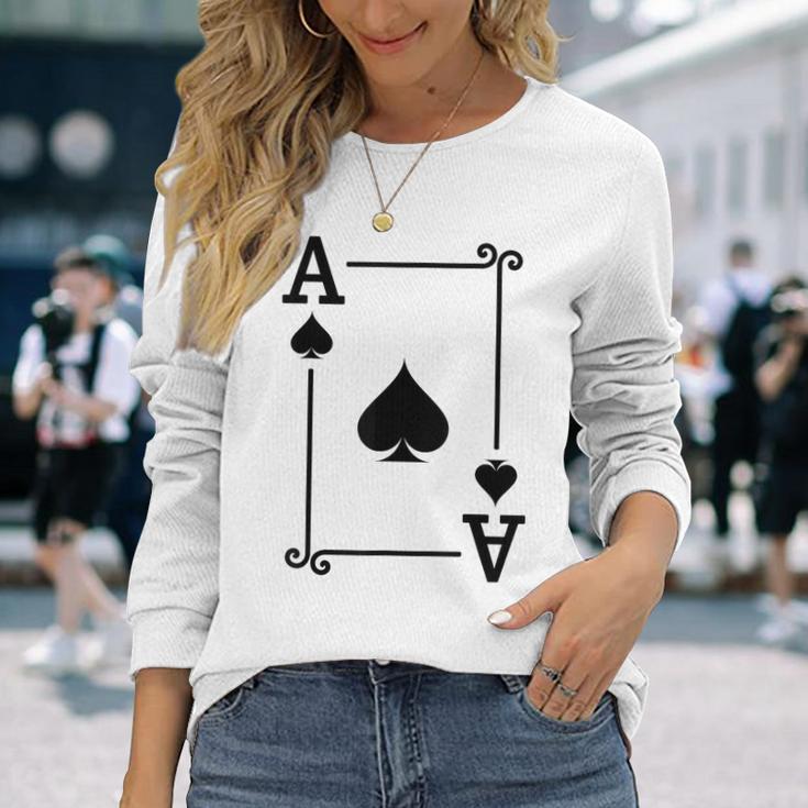 Playing Cards Costume Ace Spades Card Ace Card Long Sleeve T-Shirt Gifts for Her