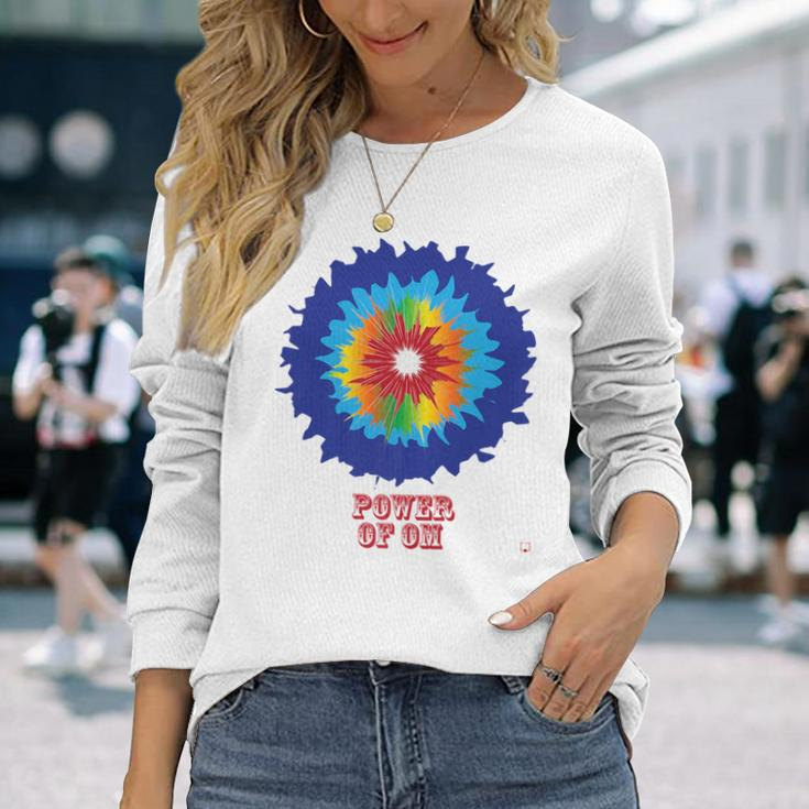 Power Of Om Colorful Tie Dye Yoga Gym Peace Long Sleeve T-Shirt Gifts for Her