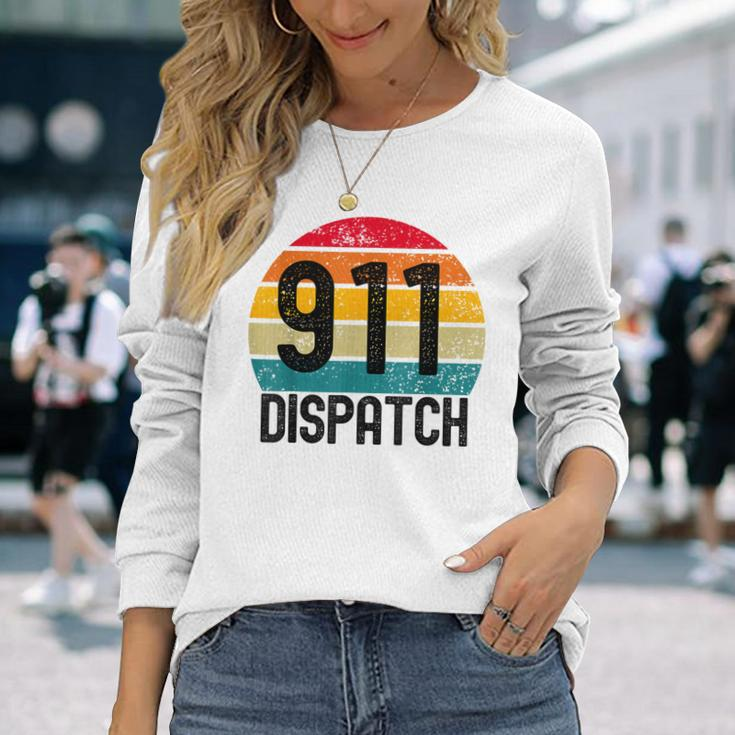 Retro Vintage 911 Dispatcher Ems Fire Dispatch Long Sleeve T-Shirt Gifts for Her