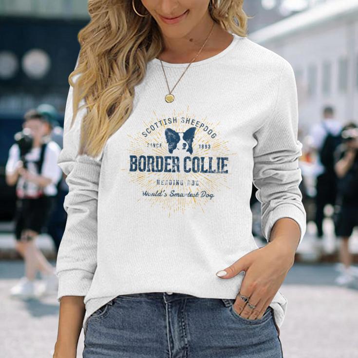 Retro Vintage Border Collie Langarmshirts Geschenke für Sie