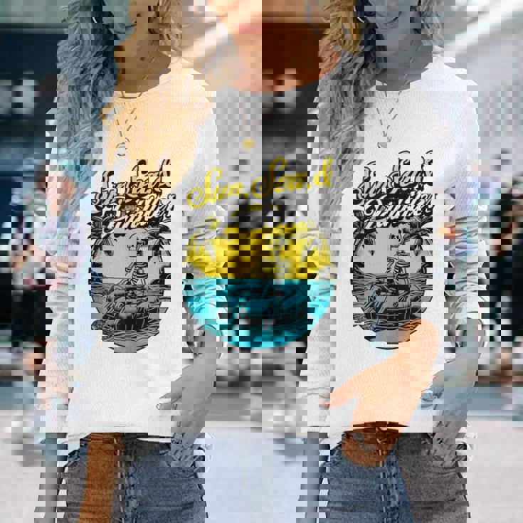 Sun Sea Painkillers Chronic Illness Humour Spoonie Vacation Long Sleeve T-Shirt Gifts for Her