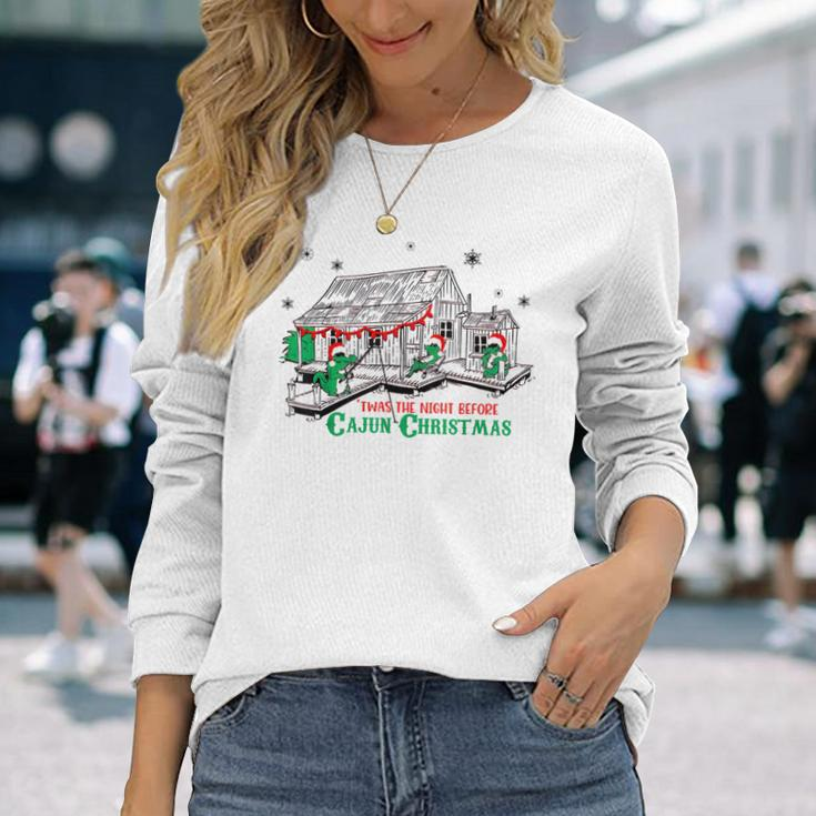 'Twas The Night Before Cajun Christmas Crocodile Xmas Long Sleeve T-Shirt Gifts for Her