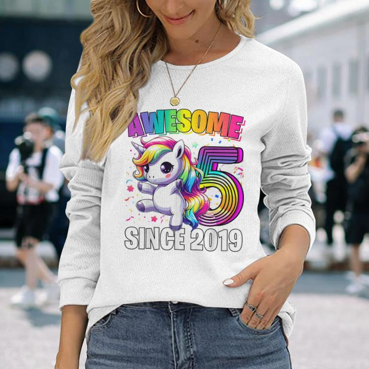 Unicorn 5Th Birthday 5 Year Old Unicorn Party Girls Outfit Long Sleeve T-Shirt Gifts for Her