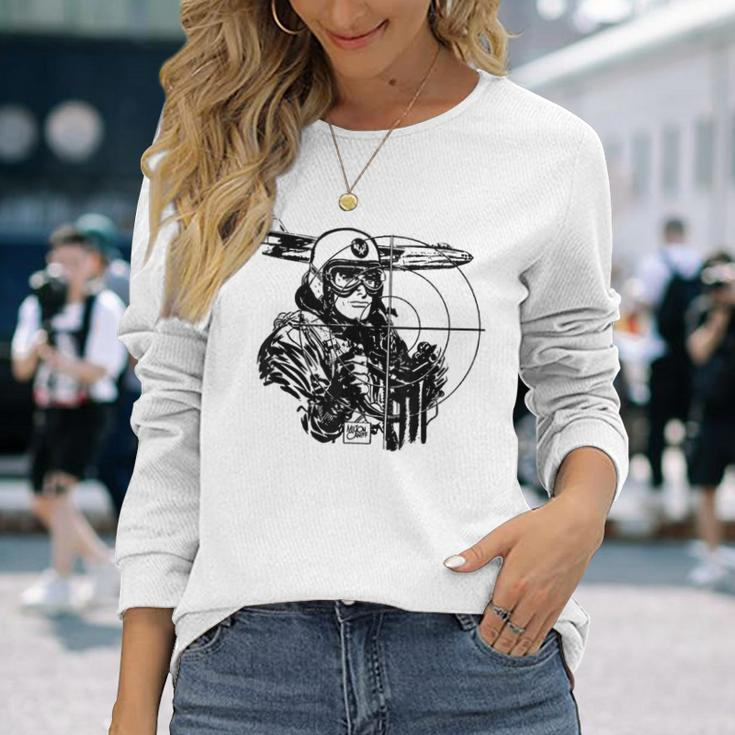 Usa World War 2 Bomber Ww2 Vintage Wwii Military Pilot Long Sleeve T-Shirt Gifts for Her