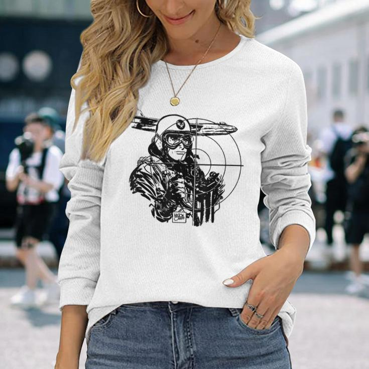 Usa Ww2 Vintage Wwii Military Pilot -World War 2 Bomber Long Sleeve T-Shirt Gifts for Her