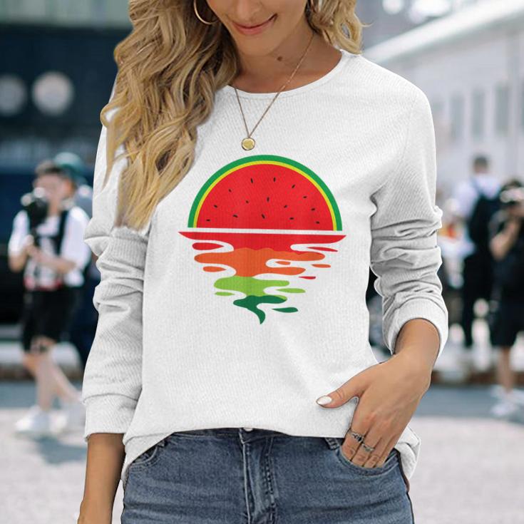 Watermelon Summer Sunset Fruit Watermelon Langarmshirts Geschenke für Sie