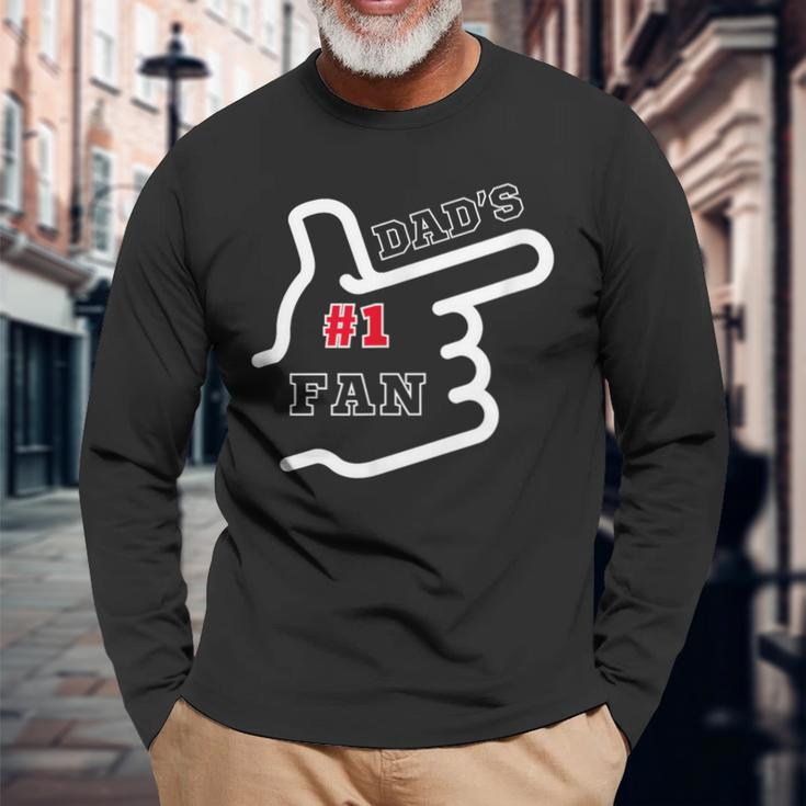 1 Dad Number One Fan Father's Day Father's Birthday Long Sleeve T-Shirt Gifts for Old Men