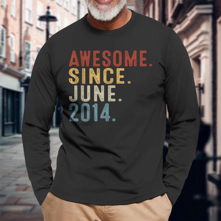 10 Year Old Awesome Since June 2014 10Th Birthday Boy Long Sleeve T-Shirt Gifts for Old Men