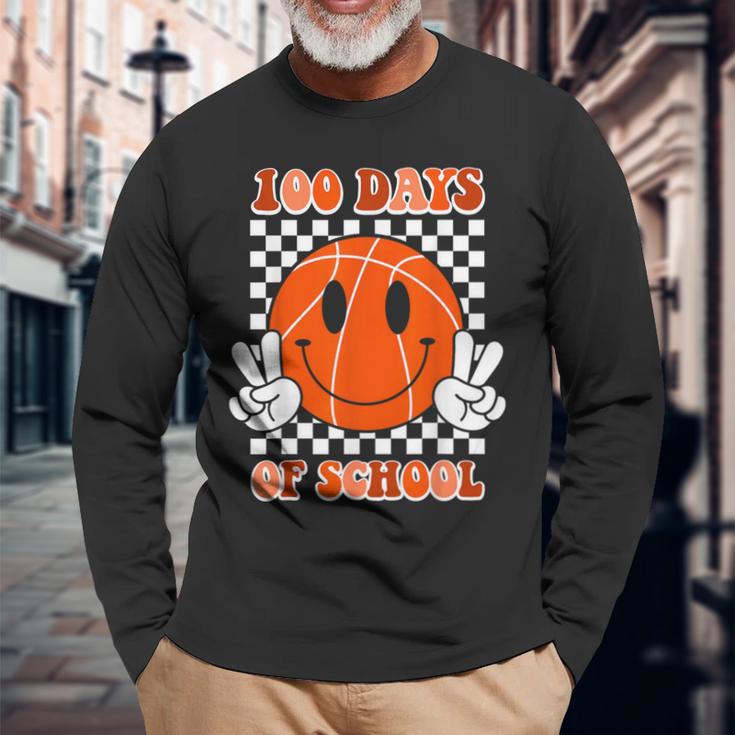 100 Days Of School Basketball Boys Girls Teachers 100Th Day Long Sleeve T-Shirt Gifts for Old Men