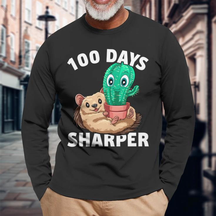 100 Tage Schärfer Kaktus 100 Tage Schärfer 100 Schultag Langarmshirts Geschenke für alte Männer